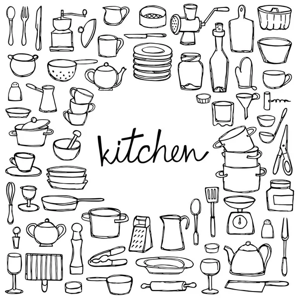Set da cucina Doodle — Vettoriale Stock