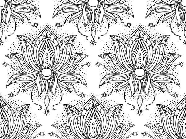 Doodle Lotus modèle sans couture — Image vectorielle