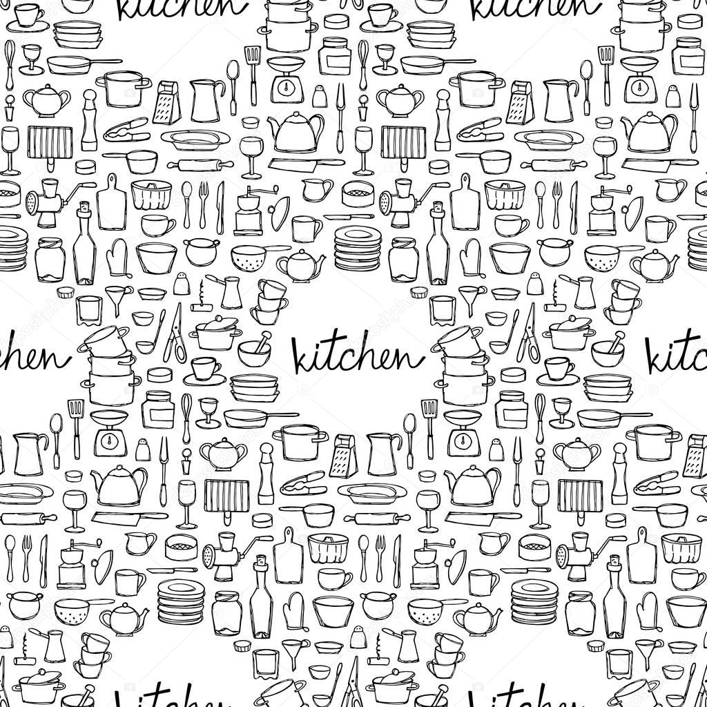 Kitchen Doodle Seamless Pattern — Stock Vector © KronaLux 129927618