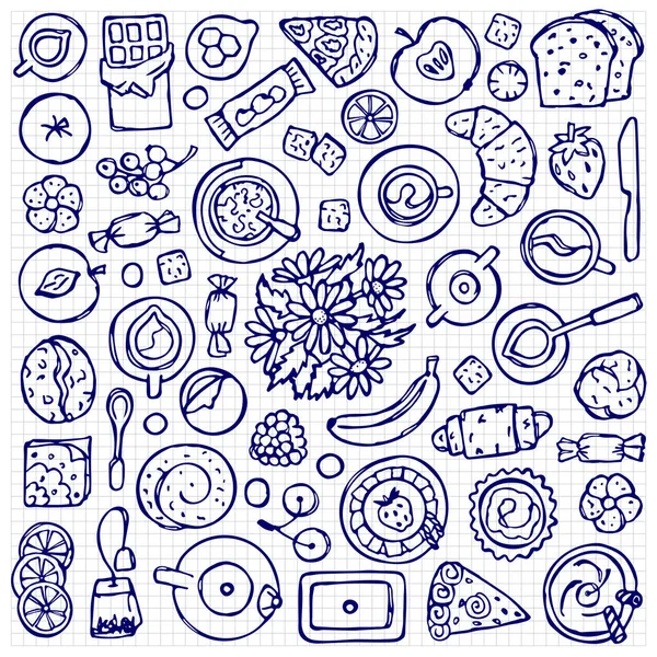 Doodle Doodle Set em papel quadrado — Vetor de Stock