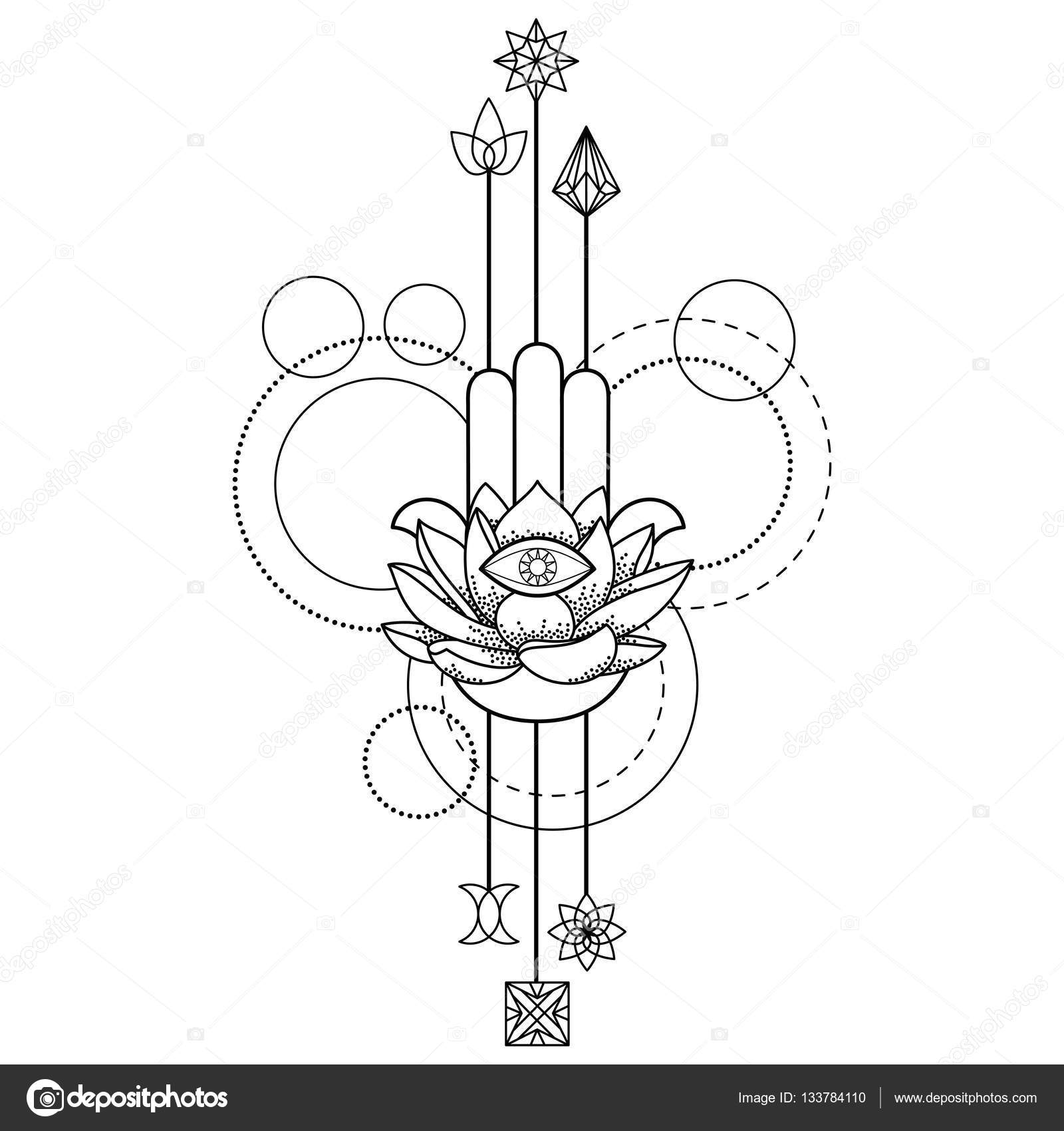 Mano de hamsa del tatuaje del amuleto de Fátima Vector de stock por  ©KronaLux 133784110