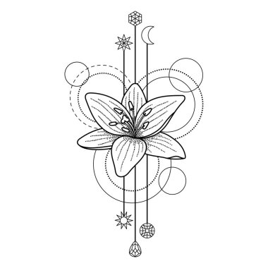 Çiçek geometrik dövme