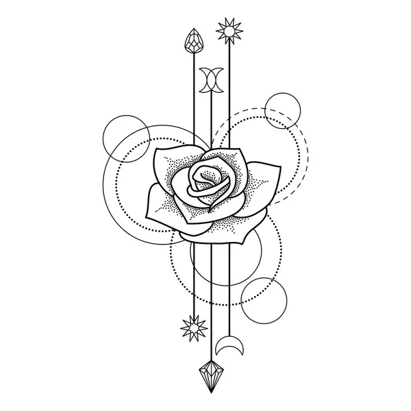 Tatouage géométrique floral — Image vectorielle