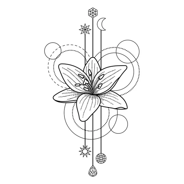 Tatouage géométrique floral — Image vectorielle