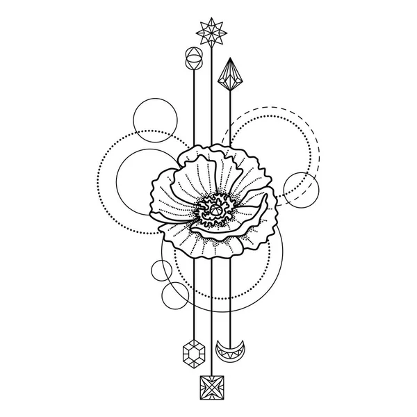 Tatouage géométrique floral — Image vectorielle