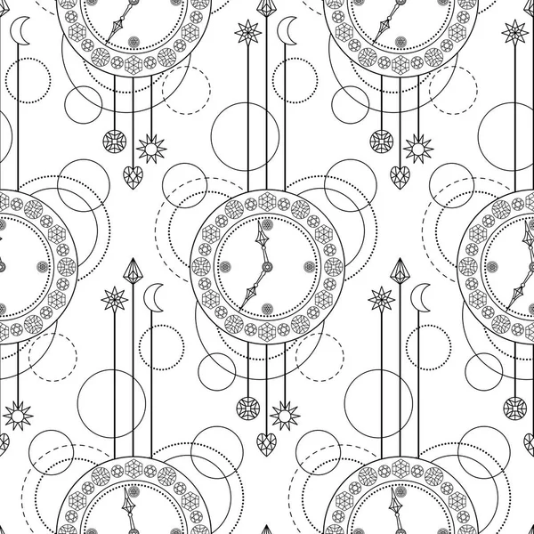 Reloj geométrico patrón sin costura — Vector de stock