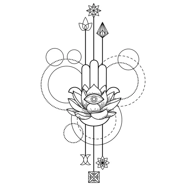 Hamsa main de tatouage Amulette Fatima — Image vectorielle