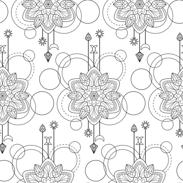 Mandala géométrique motif sans couture — Image vectorielle