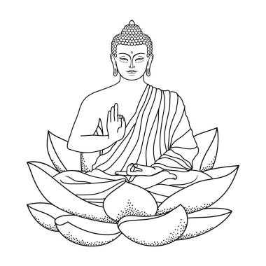Lotus üzerinde oturan Buda