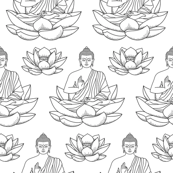 Budda siedzący na wzór Lotus — Wektor stockowy