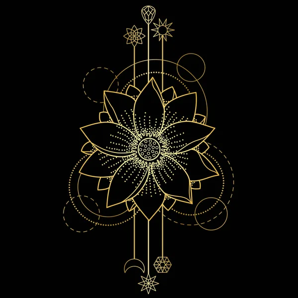 Gold Lotus modernes Symbol — Stockvektor