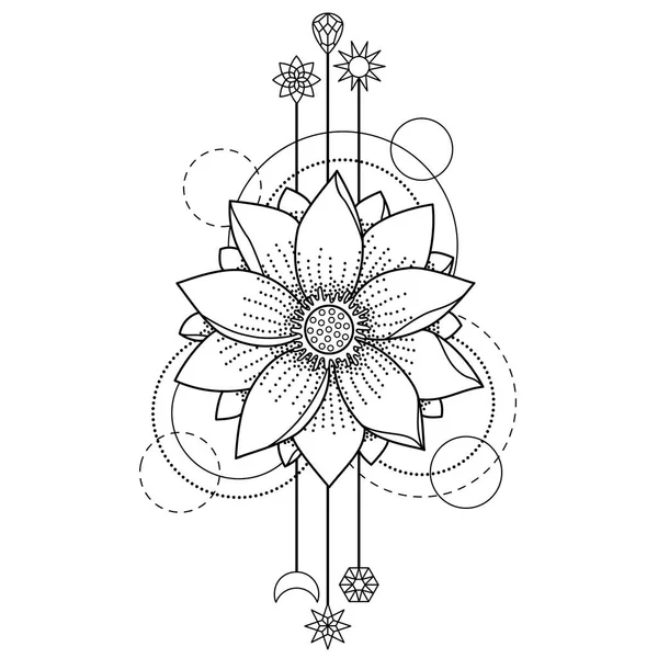 Moderní Tattoo Lotus — Stockový vektor