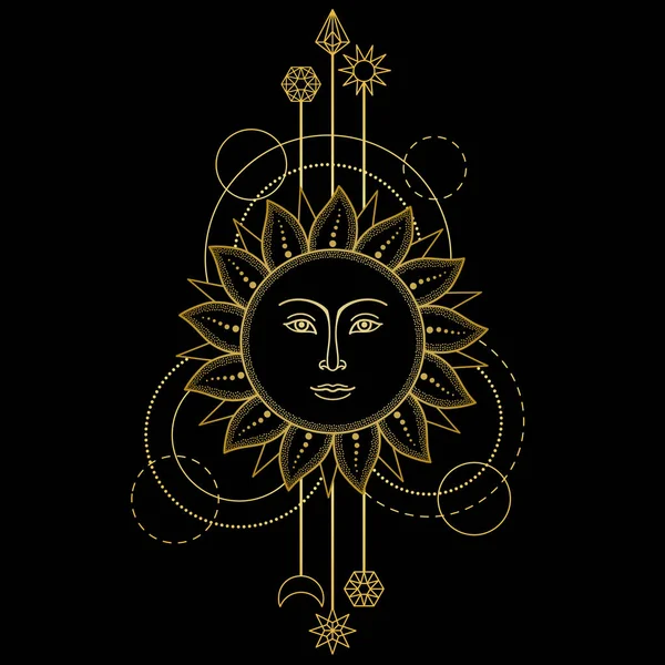 Gold Sun Modern Symbol — Stock Vector