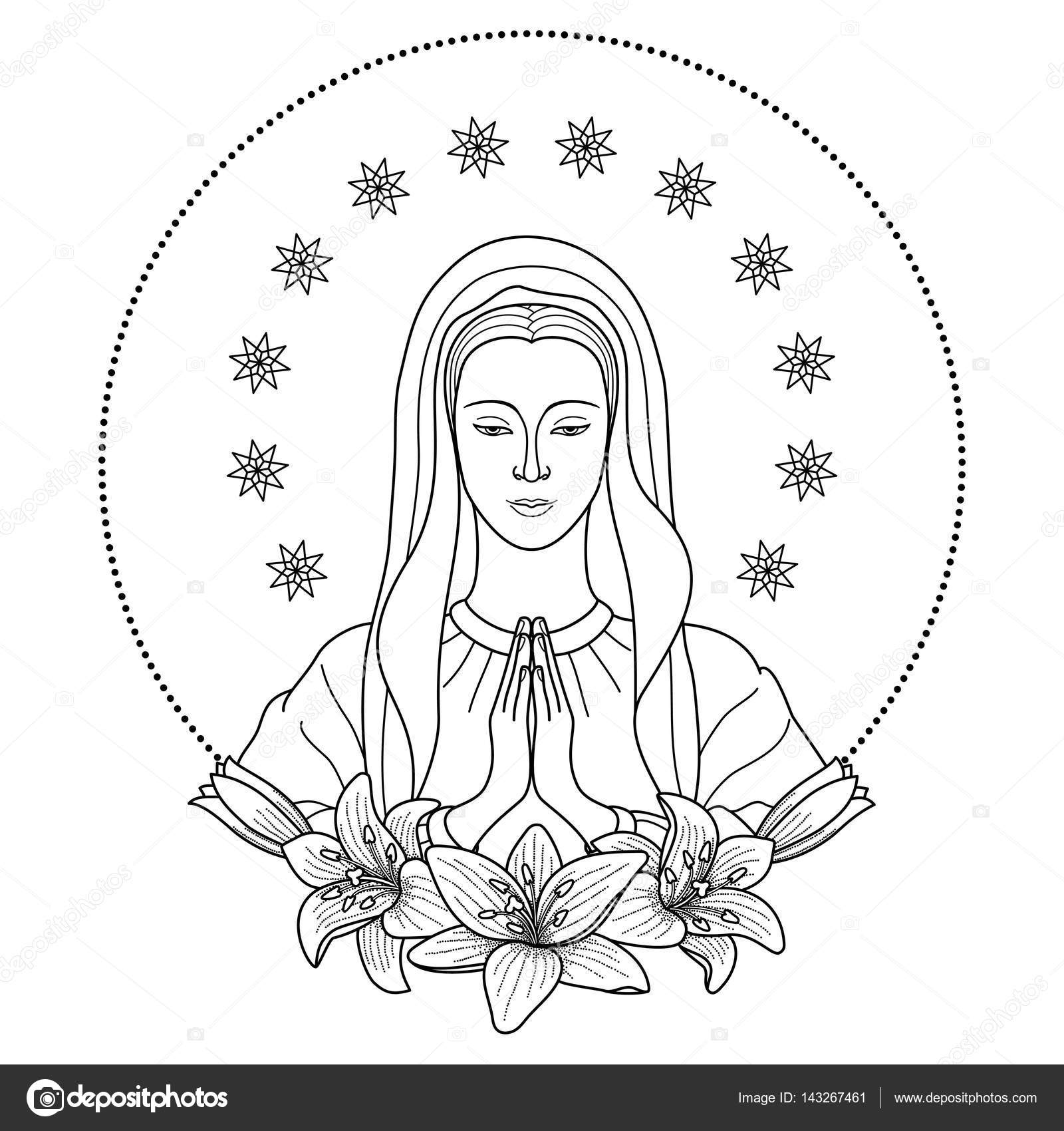elegant prier la vierge marie u image vectorielle with coloriage vierge marie
