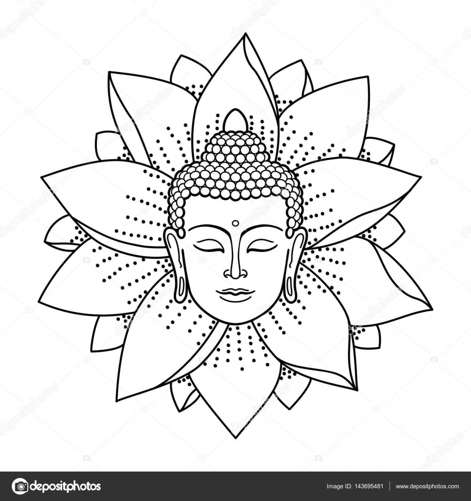 Buddha Kopf Vorlage Vorlagen zum Ausmalen gratis ausdrucken
