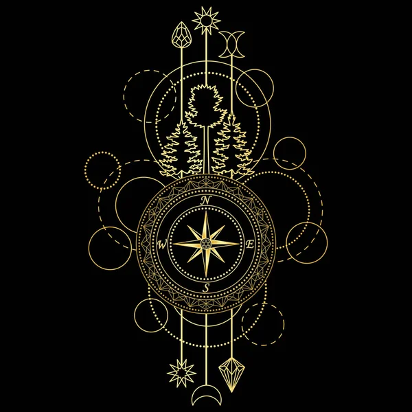 Gouden Kompas symbool — Stockvector