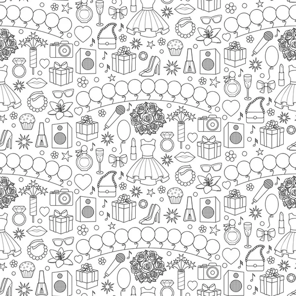 Girl Party Seamless Pattern — Stock Vector
