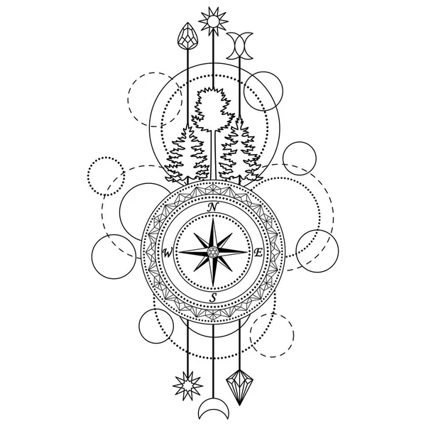 Umrissenes Kompasssymbol — Stockvektor