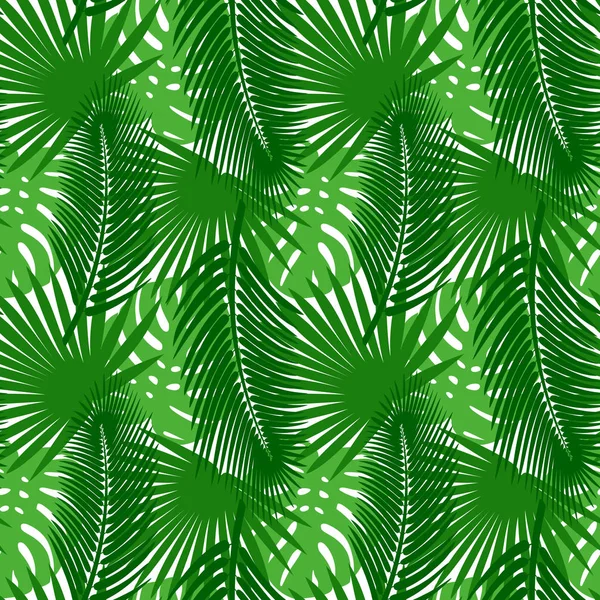 Tropical Leaves Seamless Pattern — Stock Vector