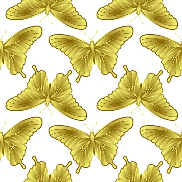 골든 나비 원활한 패턴 — 스톡 벡터