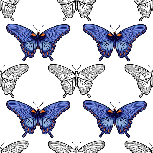 나비의 솔기없는 무늬 — 스톡 벡터