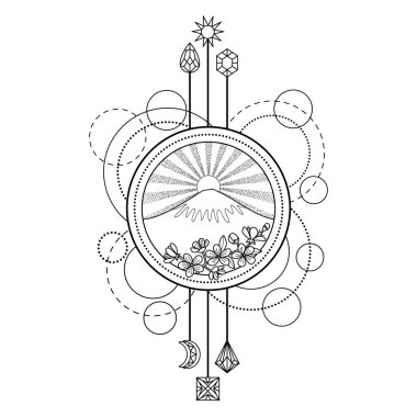 Dağ ve güneş dövme