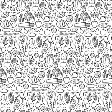 Doodle gıda seamless modeli