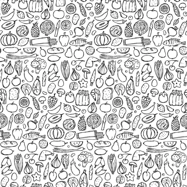 Doodle mat seamless mönster — Stock vektor