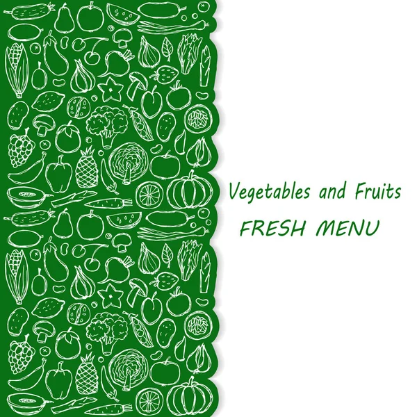 Doodle vegetarisk mat menyn Cover — Stock vektor