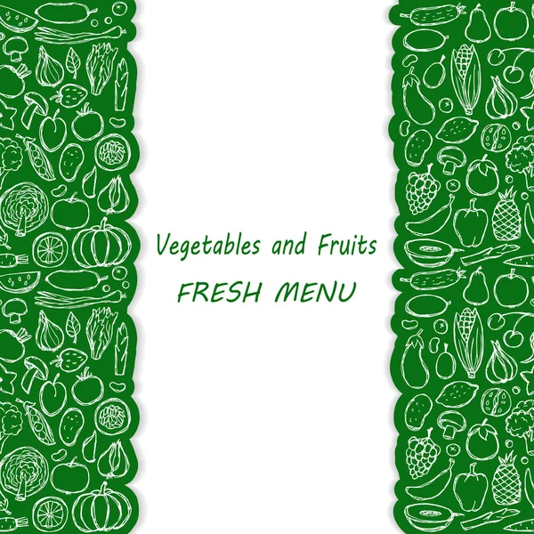 Doodle vegetarisk mat menyn Cover — Stock vektor