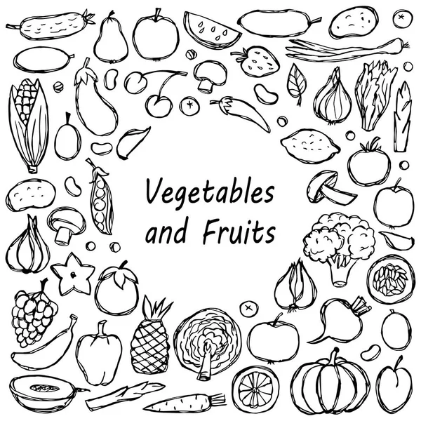 Doodle χορτοφάγους τροφίμων καρέ — Διανυσματικό Αρχείο