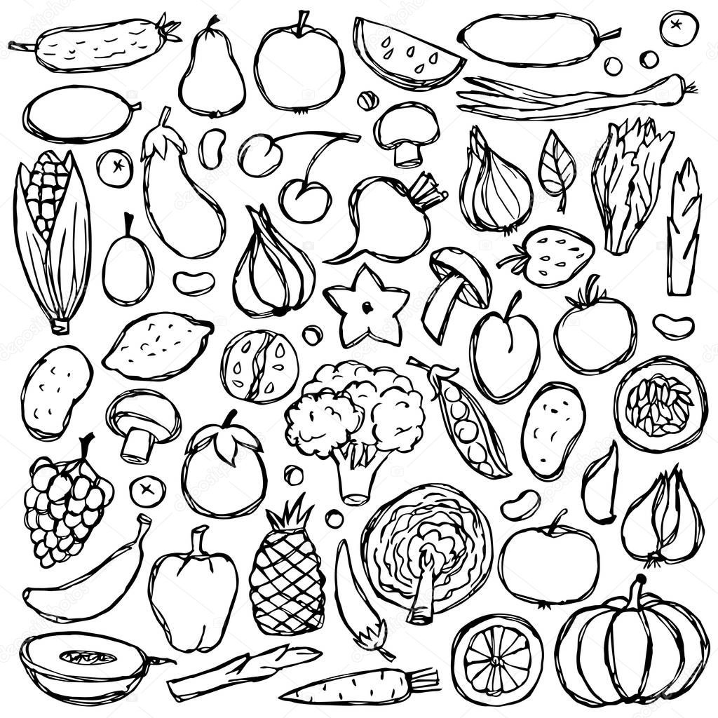 Doodle Vegetarian Food Set