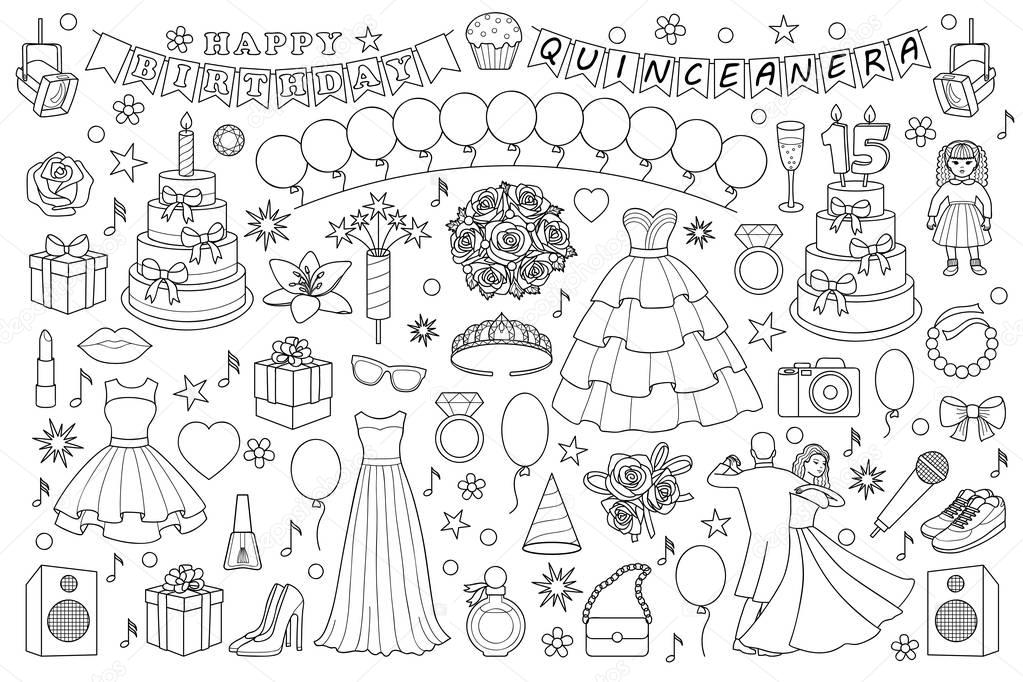 Girl Birthday Doodle Set