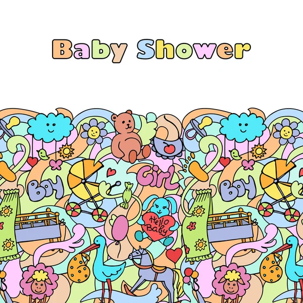 Doodle Baby dusch Mock upp — Stock vektor