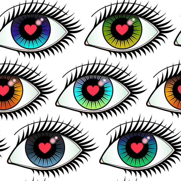 Olhos de amantes padrão sem costura — Vetor de Stock