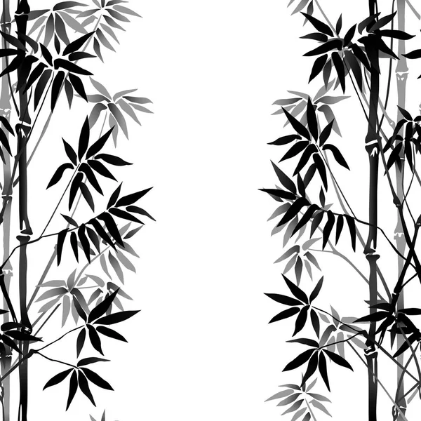 Bambusové bezešvé svislé ohraničení — Stockový vektor