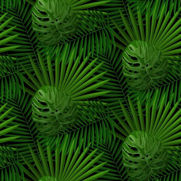 Tropiska blad sömlösa mönster — Stock vektor