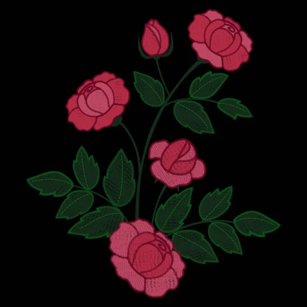 Вышивка Роуз Бранч — стоковый вектор