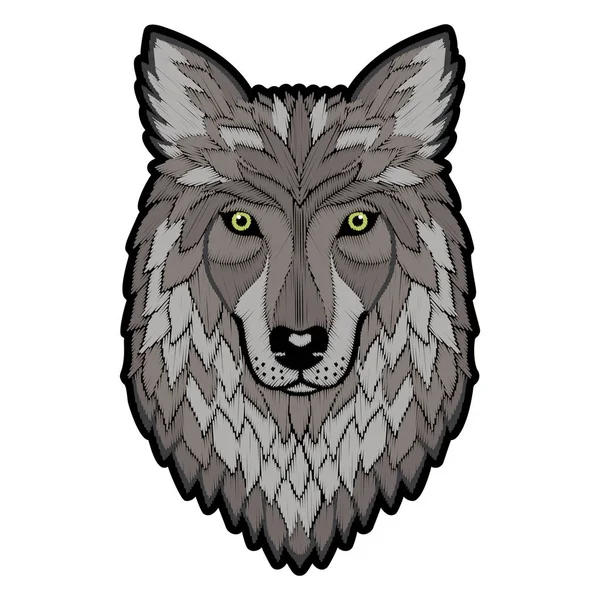 Embroidery Wolf Head Patch — Stock Vector