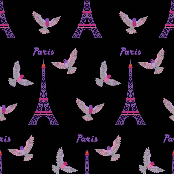 Paříž vyšívací vzor bezešvé — Stockový vektor