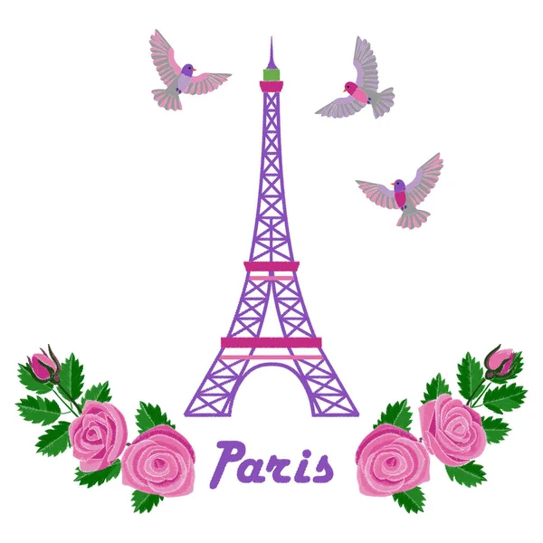 Paříž výšivkou vzor — Stockový vektor