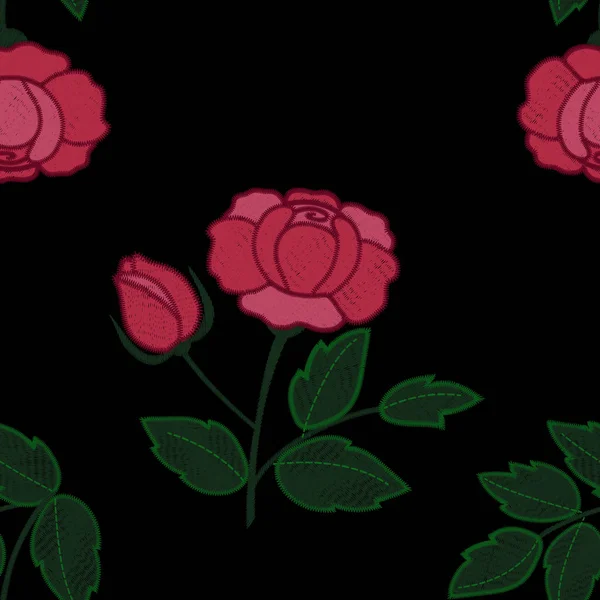 Broderie trandafir model fără sudură — Vector de stoc