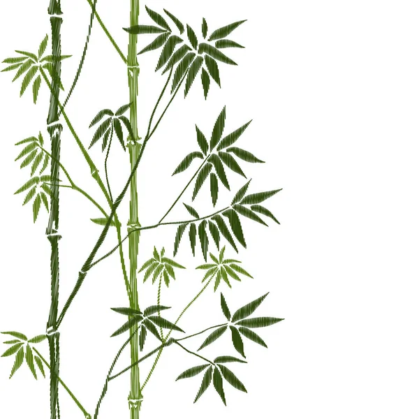 竹シームレスな垂直刺繍ボーダー — ストックベクタ