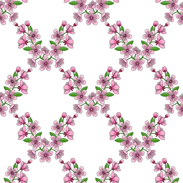 Cherry Blossom Seamless Pattern — Stock Vector