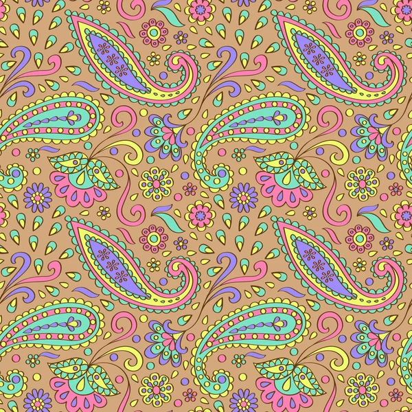 Farbe Paisley nahtloses Muster — Stockvektor