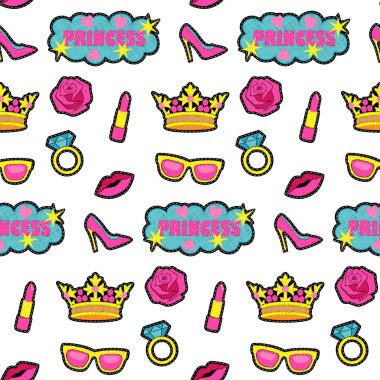 Prenses moda nakış seamless modeli