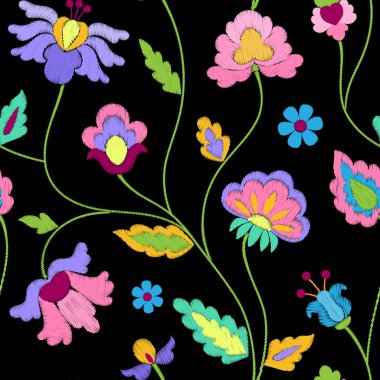 Fantezi çiçek nakış Seamless Modeli