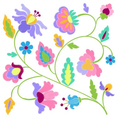 Fantezi çiçek nakış deseni