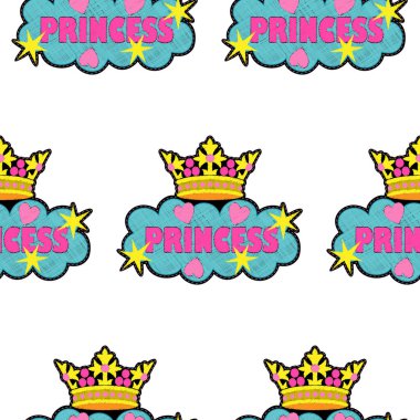 Prenses moda nakış seamless modeli