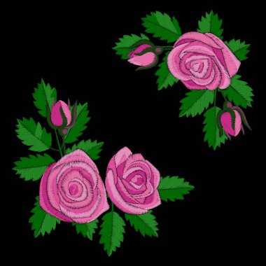 Pembe Gül nakış kompozisyon